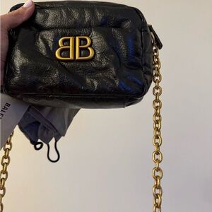 NWT Balenciaga Black Crossbody Bag with Gold Chain